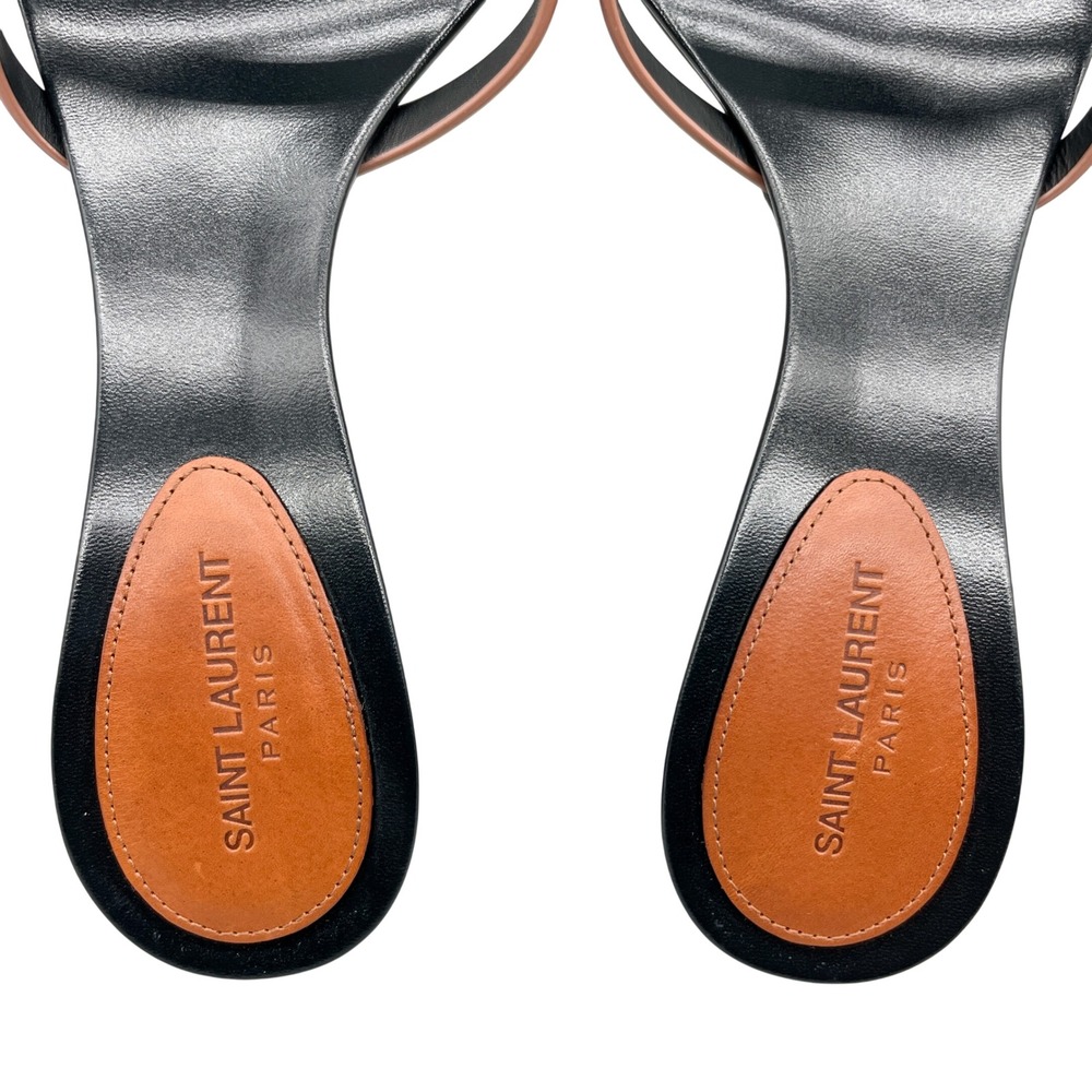 Saint Laurent Womens 39 9 Carla 60 Mules Sandals Brown Leather Pointed Toe Heel - Picture 12 of 15